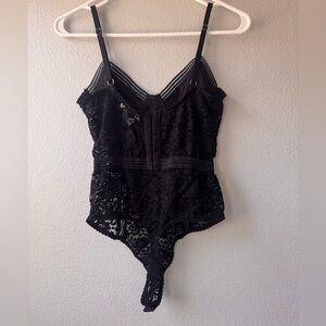 Honey Punch Charcoal Lace Top